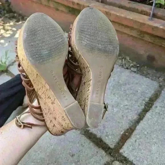 Franco sarto tan woven 4" wedge heels size 6.5 - Picture 5 of 5